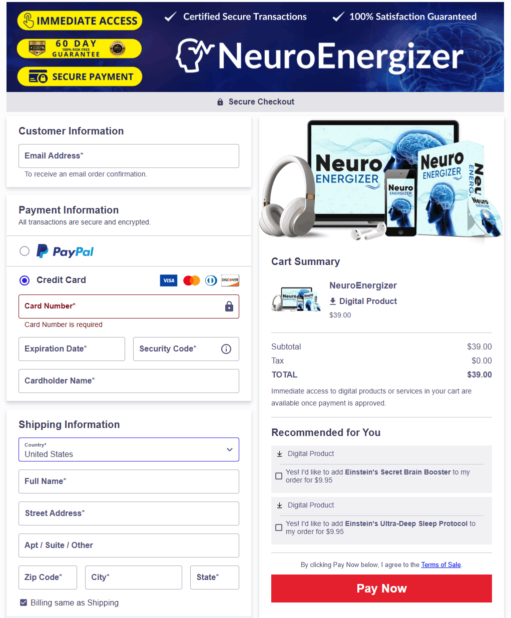 checkout page